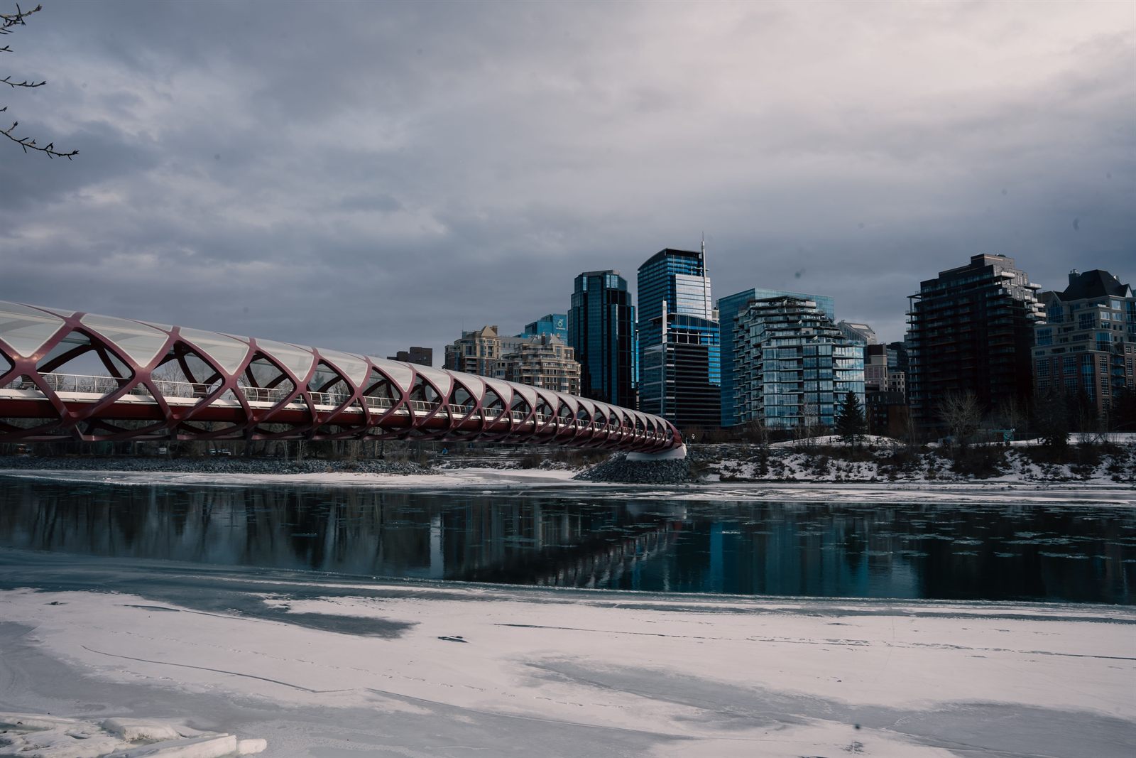 Calgary's Peace Bridge in winter
