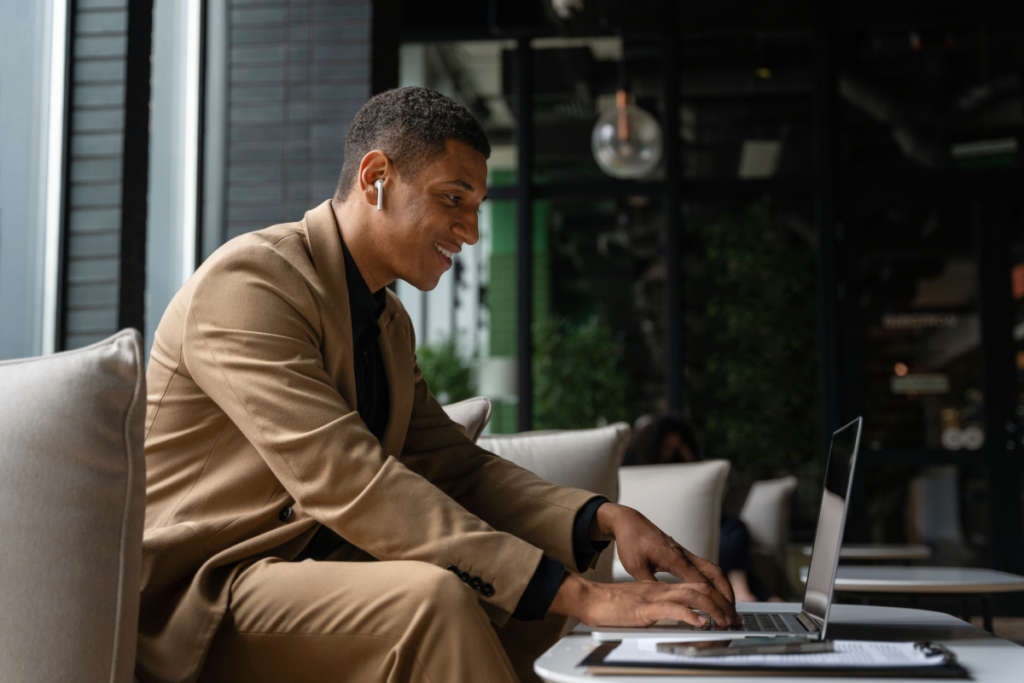 Professional working at a laptop